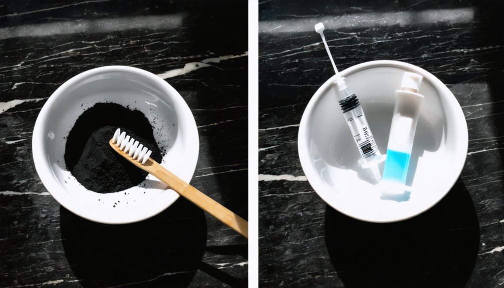 charcoal vs peroxide whitening efficacy