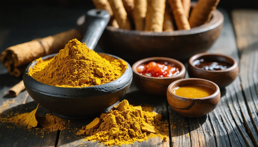 tobacco stains deepened by spices